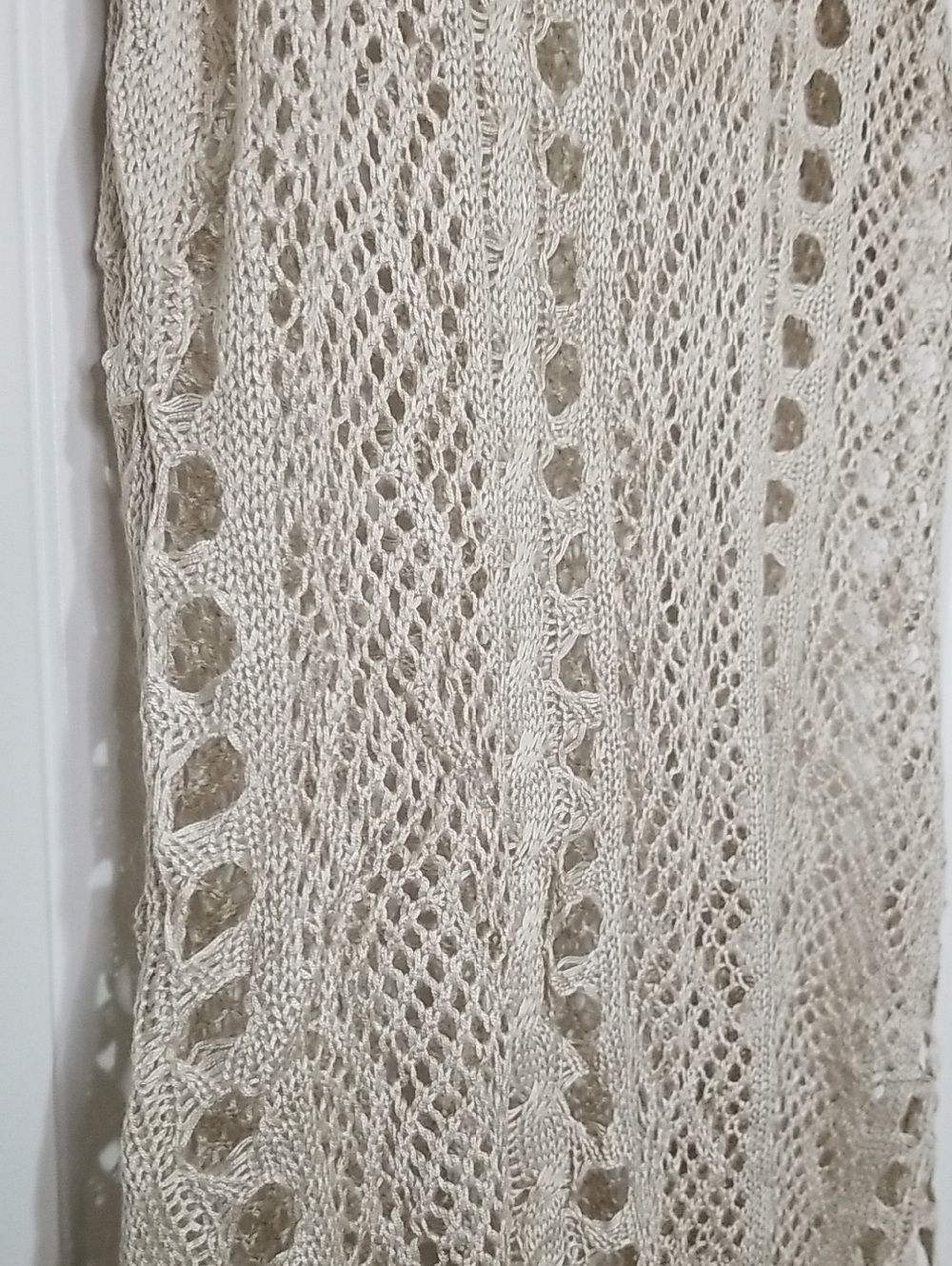 Crochet Spaghetti Strap Cover-Up Dress in Natural Khaki Size Large NWT - Picture 3 of 8